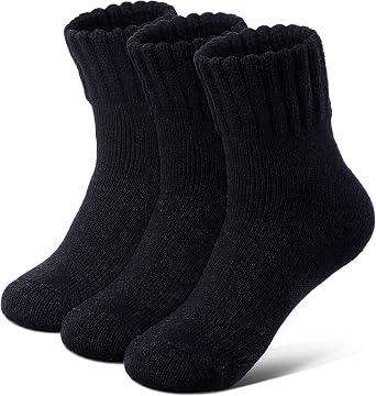Tough Land Merino Wool Socks for Women 3 Pairs - Thick Cozy Crew Thermal Boot Socks for Hiking,Cabin Work,Gift,Everyday