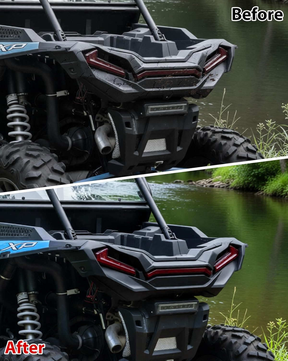 Combined Rear Fascia for Polaris RZR XP 1000/ XP TURBO/TURBO S 2019-2023 Accessories, Black Rear Facia Bumper Cover for 2019-2023 RZR, Replace #5457743-070