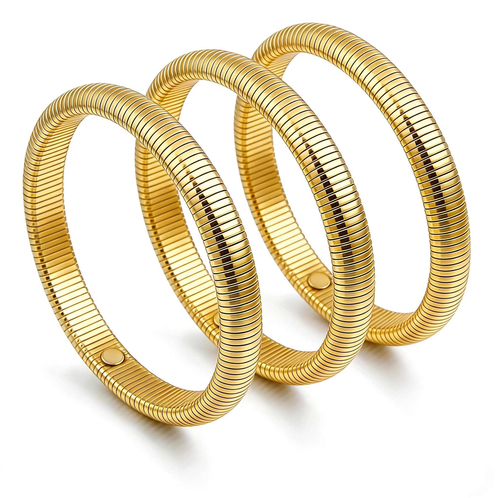 18K Gold Plated Bracelets for Women Gold Bangles for Women Chunky Bangle Bracelets for Women Bracelets Stack Tarnish Free Bangle Set of 3 for Women Accessories for Her Gifts