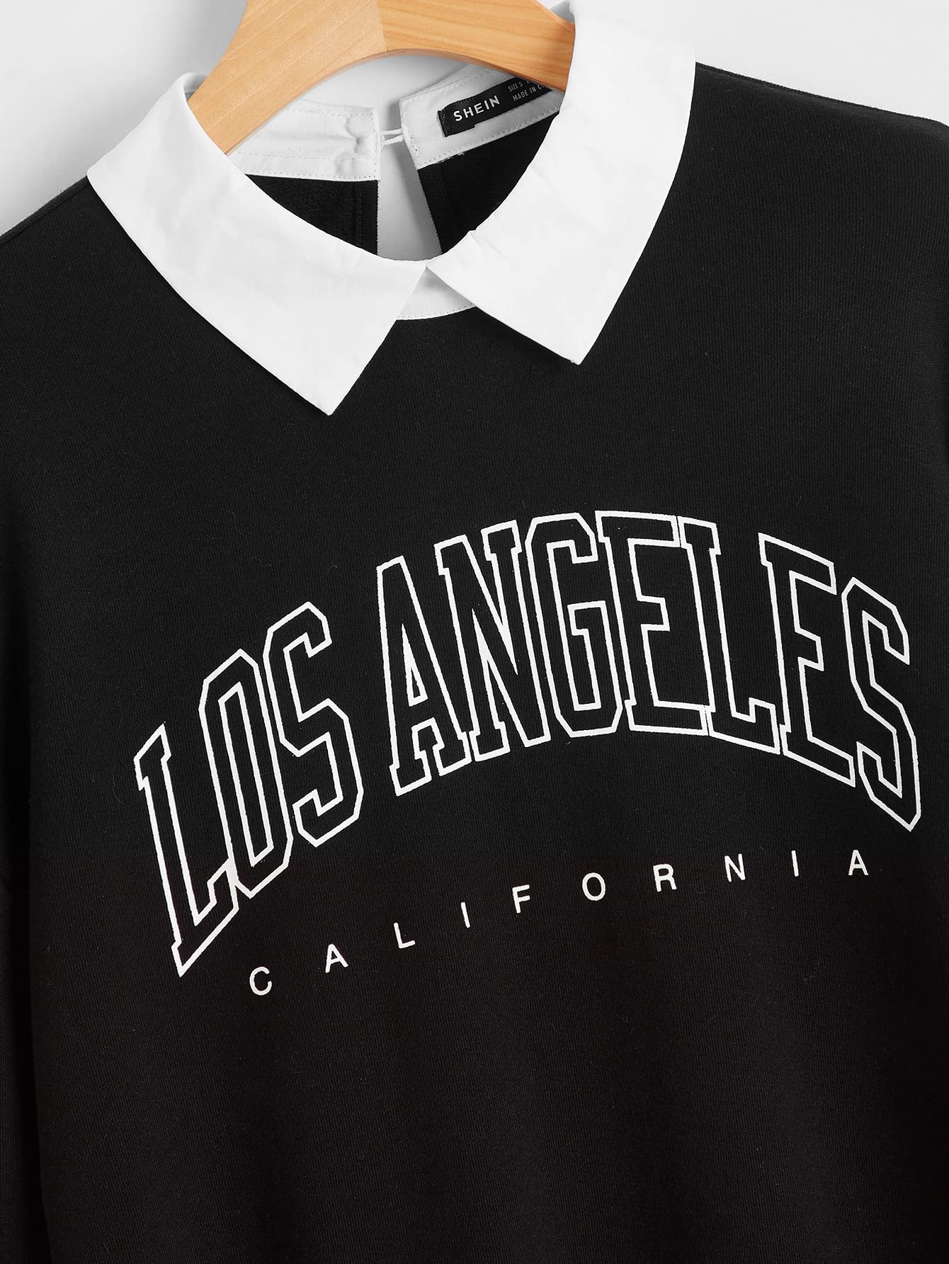 Amazon.com: Women for Sweatshirt Contrast Collar Letter Graphic Pullover  Women for Sweatshirt (Color : Black, Size : Medium) : Clothing, Shoes \u0026  Jewelry