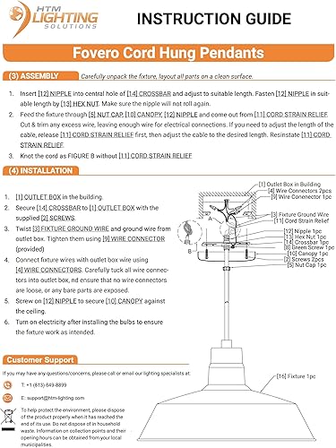 Miniatura 7 de Lámpara colgante industrial blanca de 14 pulgadas con cable ajustable de 10 pies, lámpara colgante vintage montada en techo para uso en interiores,