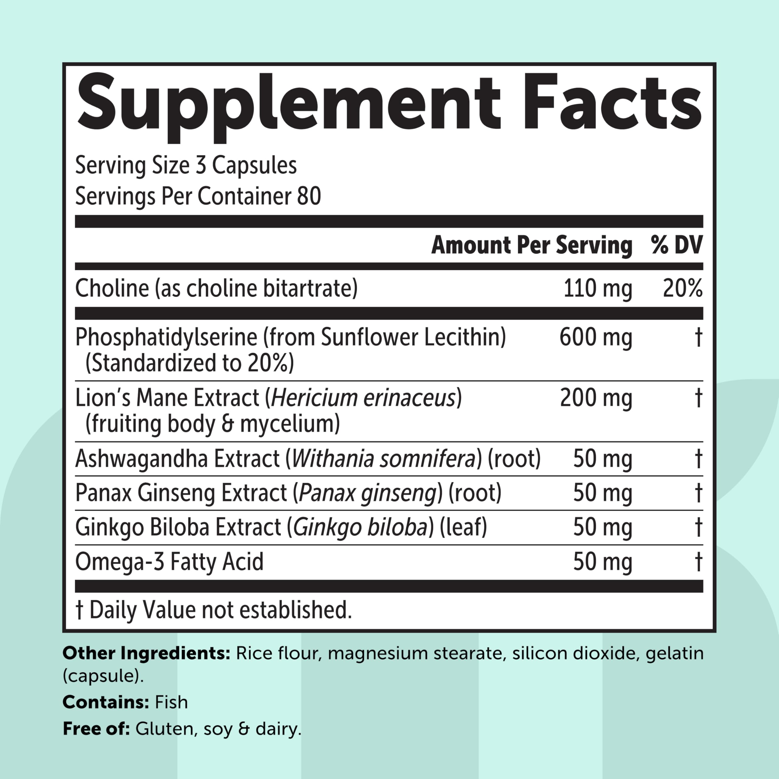 Phosphatidylserine Supplement 600mg with Choline, 240 Capsules — Amazon image 2