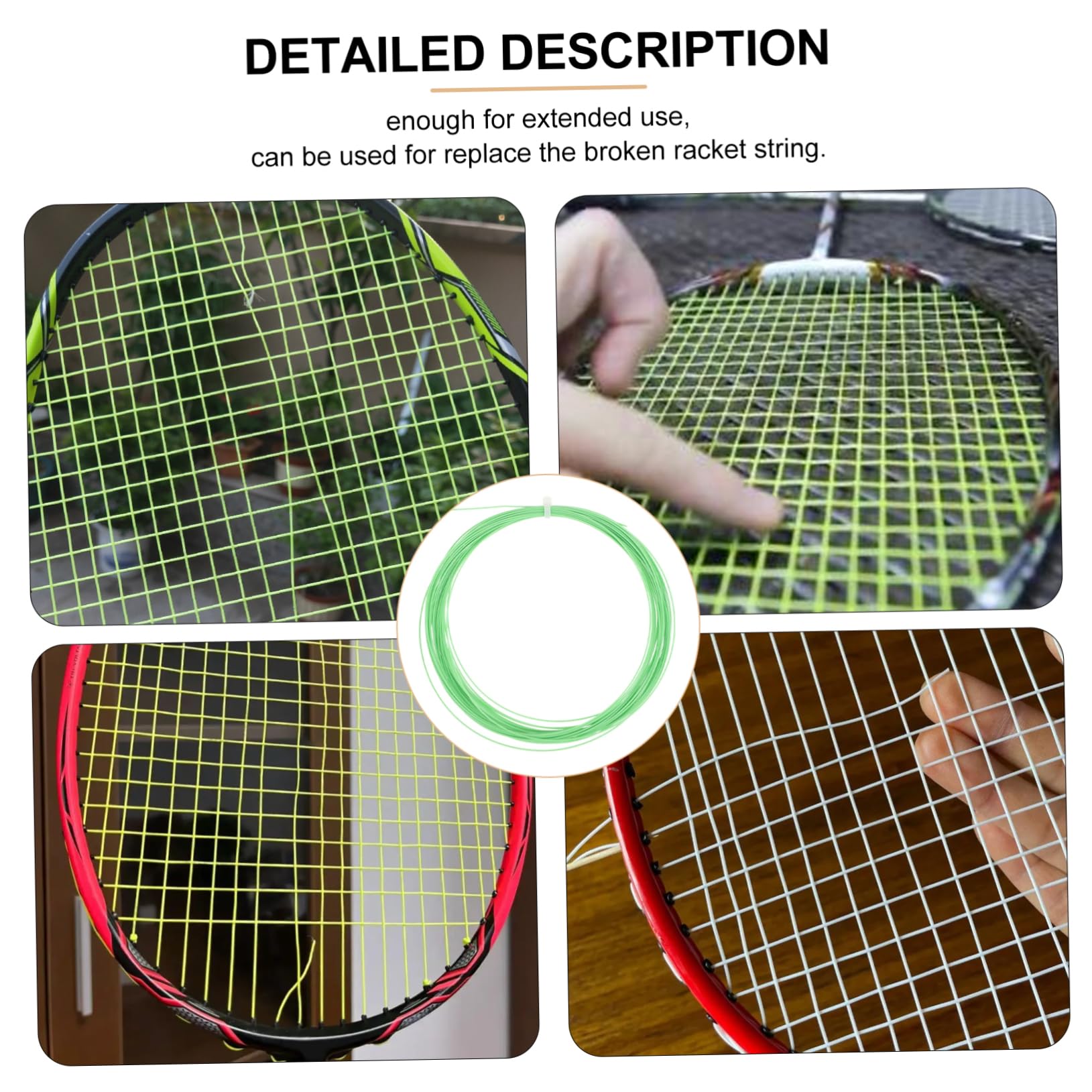HANABASS 0.70mm Badminton Racket String 2055 for Beginners 10m Green Nylon Thread for Practice