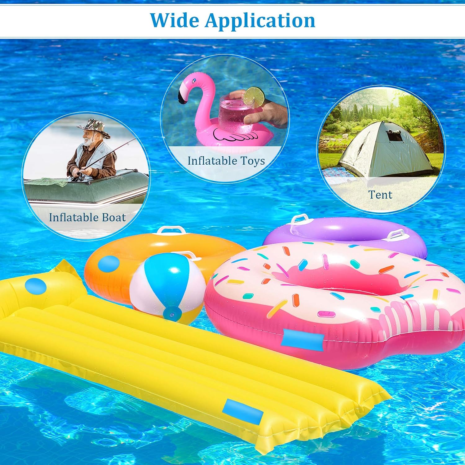 Outus Vinyl Repair Kit Pool Patch Repair Kit Self Adhesive PVC Repair Patches Vinyl Pool Liner Patch Vinyl Boat Repair Patch Kit Plastic Repair Patches for Inflatable Pools (Blue,30 Pieces)