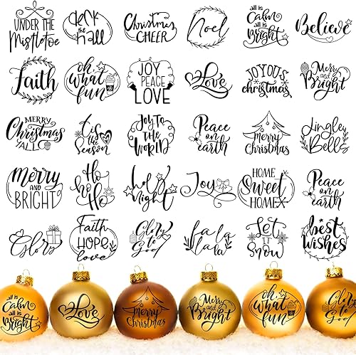 30 calcomanías de vinilo de Navidad para álbumes de recortes, calcomanías inspiradas en palabras de bendición negras, calcomanías de vinilo de