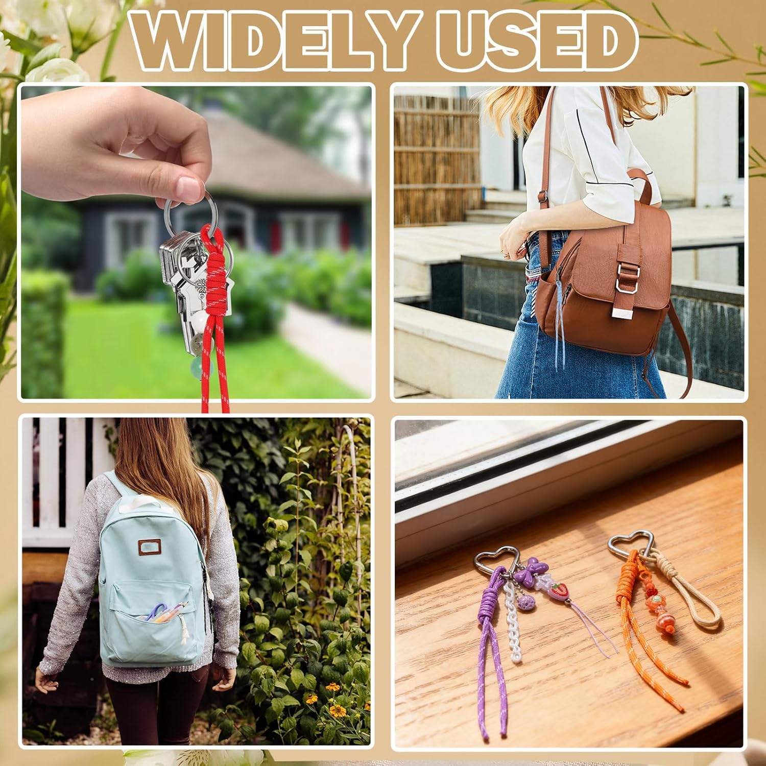 12Pcs Paracord Charm Bag Keychain Accessories, Braided Rope Keychain with 12 Colors, Lightweight Bag Charms for Women, Fashionable Backpack & Gym Bag Accessories, Gift Ideas - Image 7