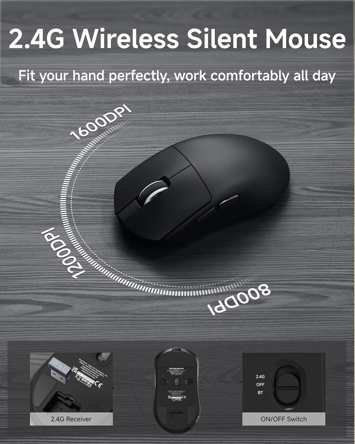 SEUNKWANG EWEADN X7S Wireless Keyboard and Mouse with Pudding Keycaps, Metal Panel, 2.4G Rechargeable Computer Keyboard and Mouse Combo Quiet Light Up Full Size Cordless Keyboards-Black