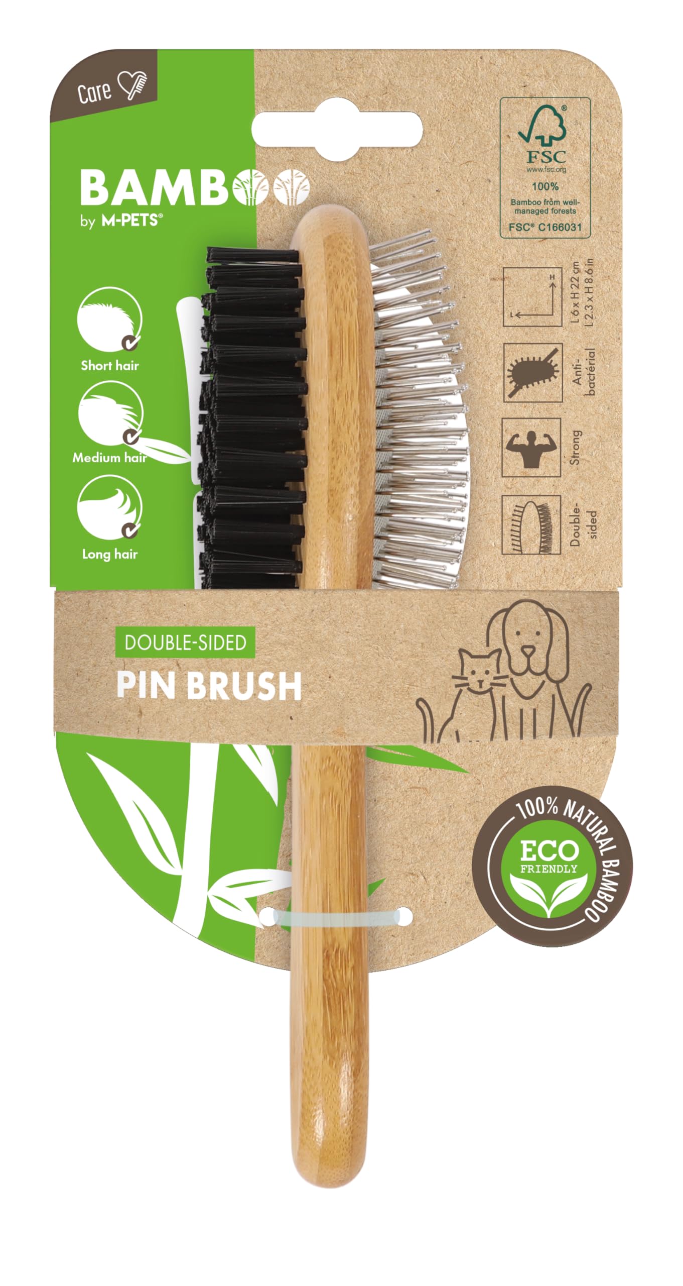 M-Pets Bamboo Çift Taraflı Fırça