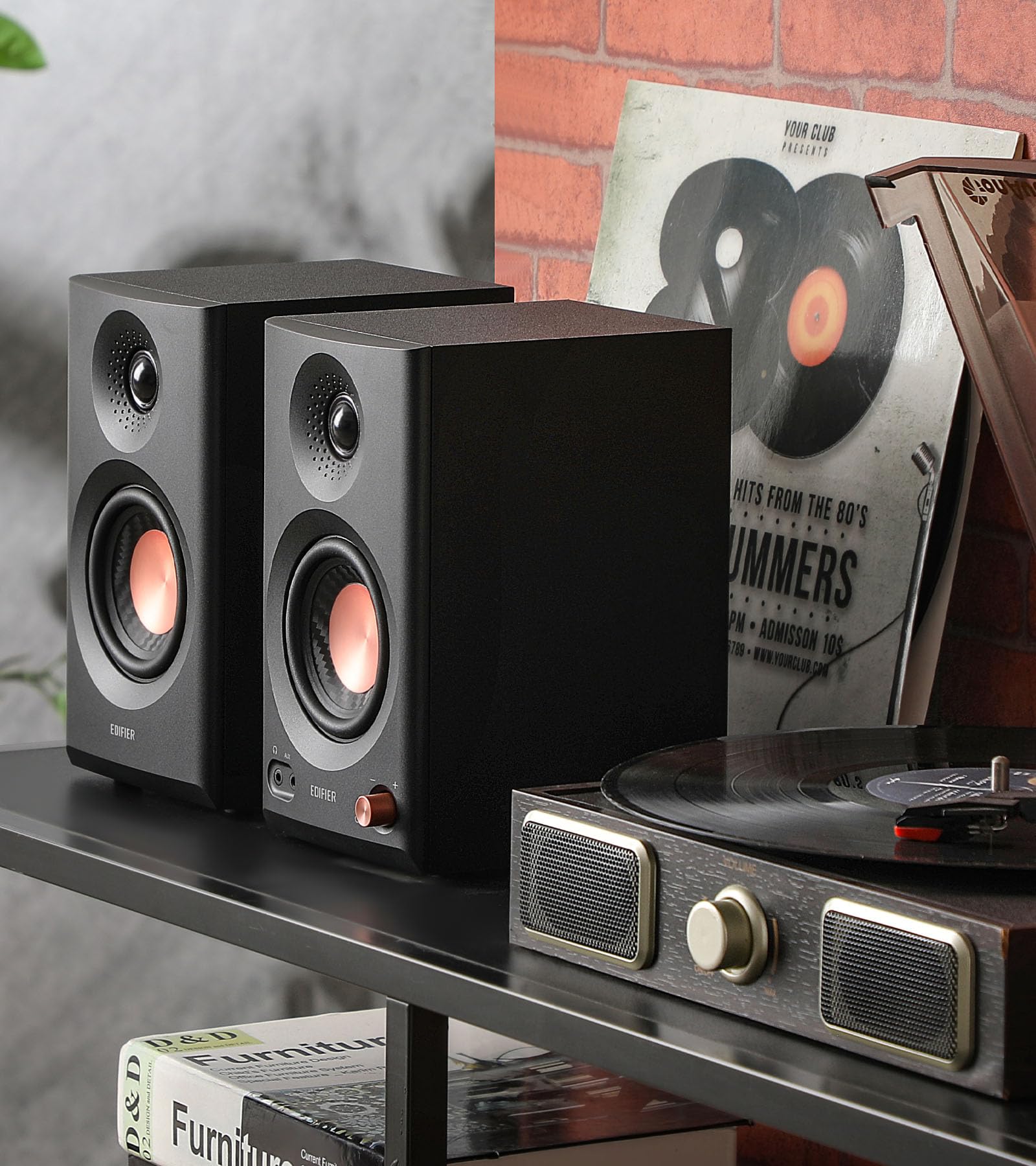 Edifier MR3 - Haut Parleurs de Studio Compacts 2.0, Hi-Res Audio, Bluetooth V5.4, Contrôles physiques, RCA, AUX, Application Mobile, 2x18W, Noir