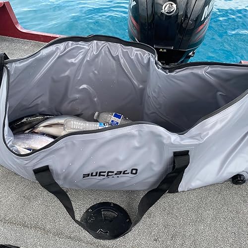 Miniatura 2 de Buffalo Gear Bolsa enfriadora de peces aislada de 40 x 18 pulgadas, 48 x 18 pulgadas, a prueba de fugas, bolsa portátil impermeable para peces que