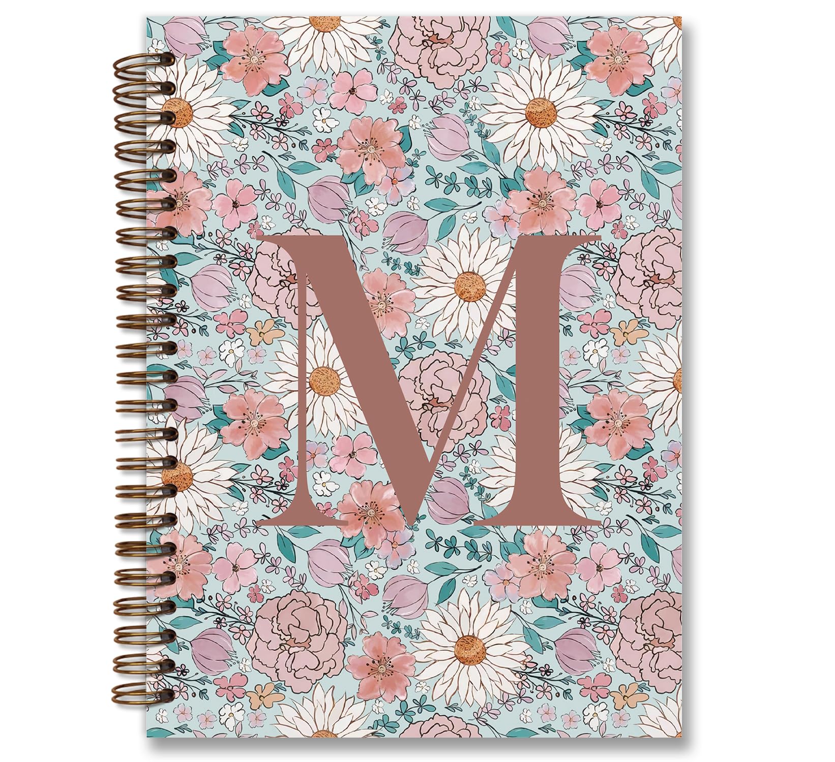 KDHTY Vintage Floral Personalized Notebook, Initial Letter M Notebook Journal ,Vintage Flower Notebook for Work School Office Supplies,,Monogrammed