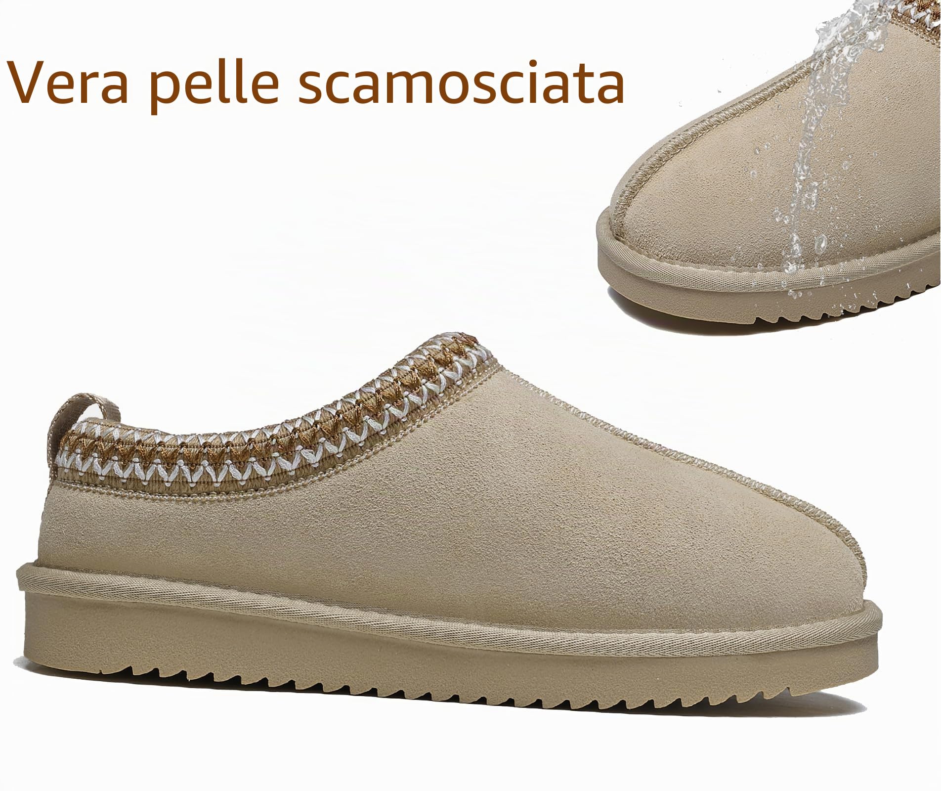 Meik Mangni Pantofole Donna Uomo Inverno Scarponi da Neve in Pelle Unisex-Adulto Caldi Ciabatte da Casa Antiscivolo,35-44 EU
