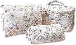 Juego de 3 bolsas de maquillaje acolchadas, b...