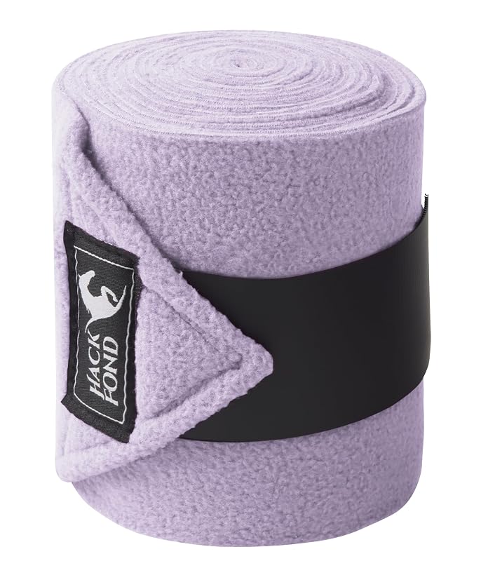 Bandagens polo para cavalos em fleece com fechamento aderente HackFond Pastel Lavendar, pacote com 4 de 3,05 m