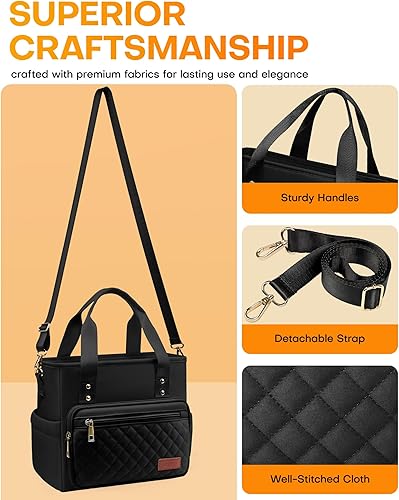 Miniatura 4 de HOTOR Lonchera para mujer, bolsa de almuerzo aislada con múltiples bolsillos, bolsa de almuerzo portátil y hielera con asas y correa ajustable para