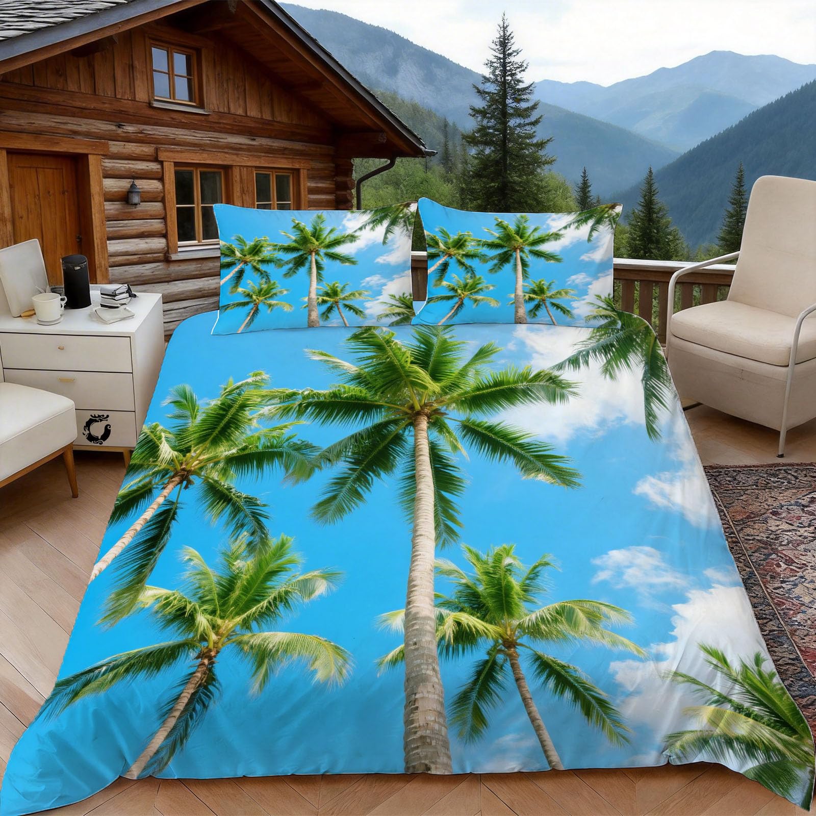 Housse de couette 240x260 cocotier pour revivre la douceur des vacances à la plage à deux