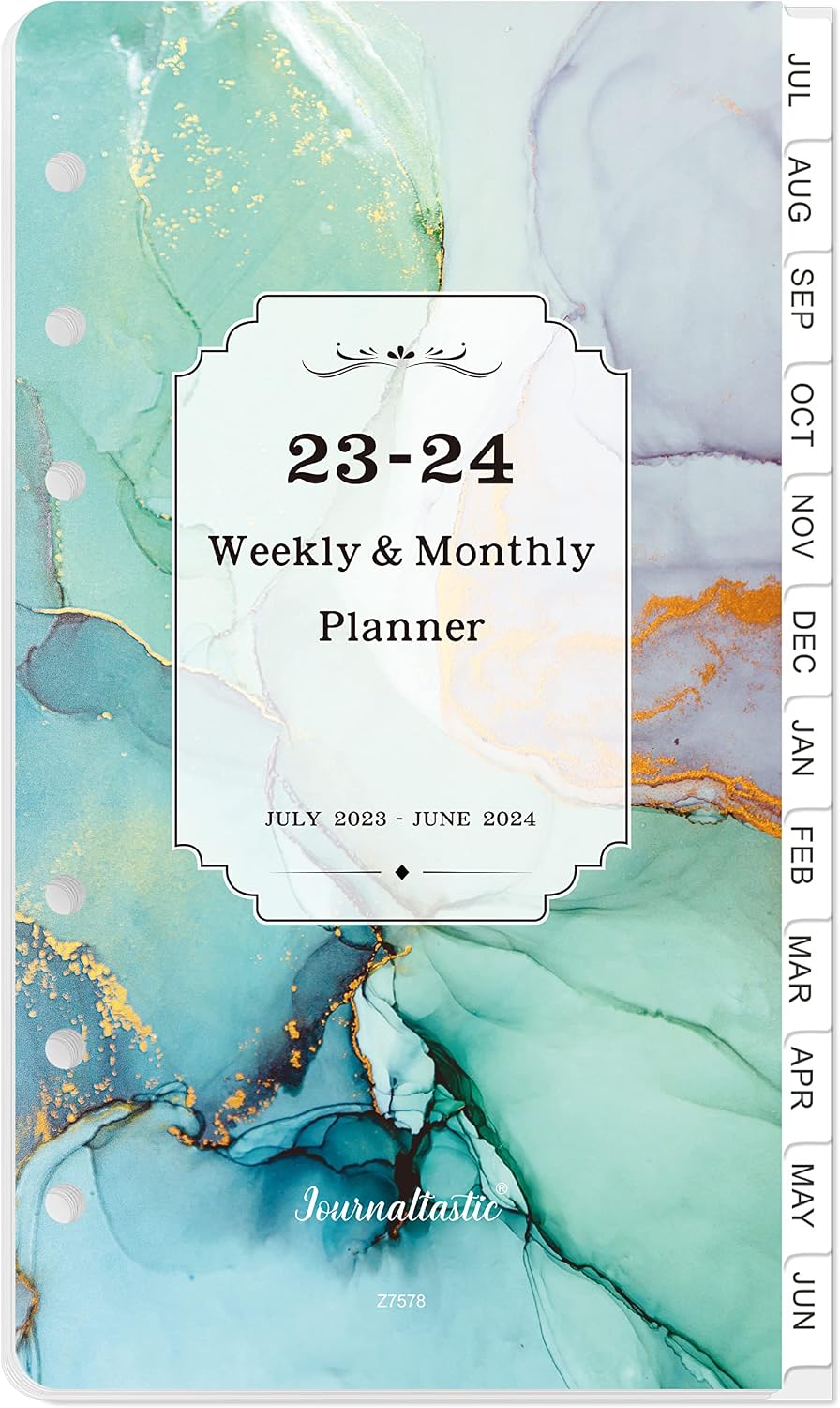 2023-2024 Planner Refills - Planner Refills 2023-2024, 2023-2024 Weekly & Monthly Planner Refills, 2023-2024 Planner Inserts, A6 Planner Refills, A6 Planner Inserts, 3-3/4" x 6-3/4", Jul.2023 - Jun.2024, 6-Hole Punched - Green
