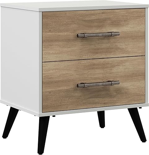 Hillsdale Fargo Modern Mesita de noche de madera, color blancomarrón madera flotante