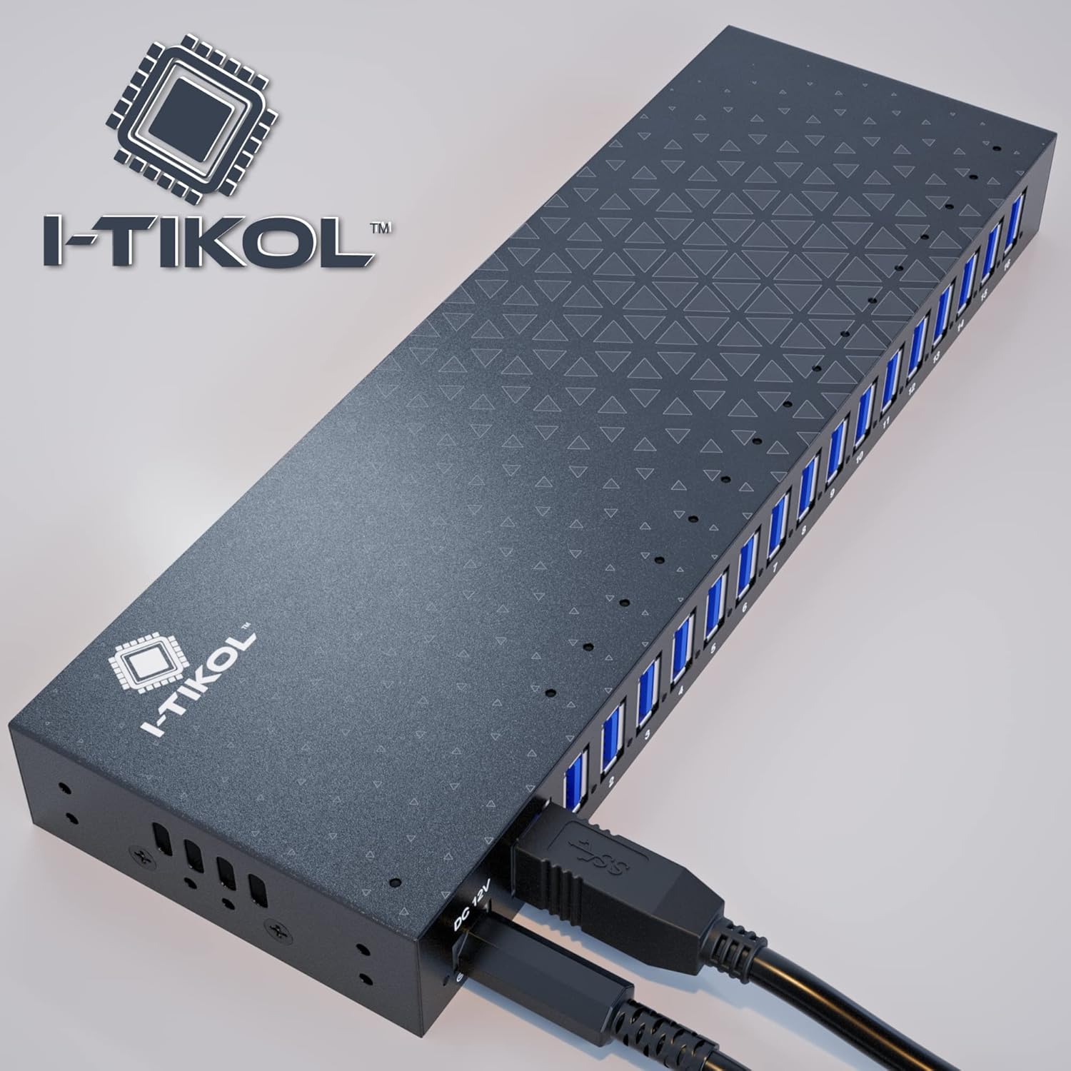 USB 3 0 Hub - 16 Ports Powered USB Hub - Desktop USB Expander Hub - up to 5Gbps High-Speed USB Splitter for Multiple Devices - Aluminum Alloy Multiple USB Hub w/AC Adapter for Laptop Phone Tablet PC