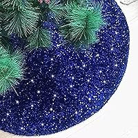 Vista 13 de FUHSY Falda Negra para Árbol de Navidad de 46 Pulgadas, Falda de Árbol de Terciopelo con Lentejuelas, Elegante Alfombrilla para Árbol con Negro