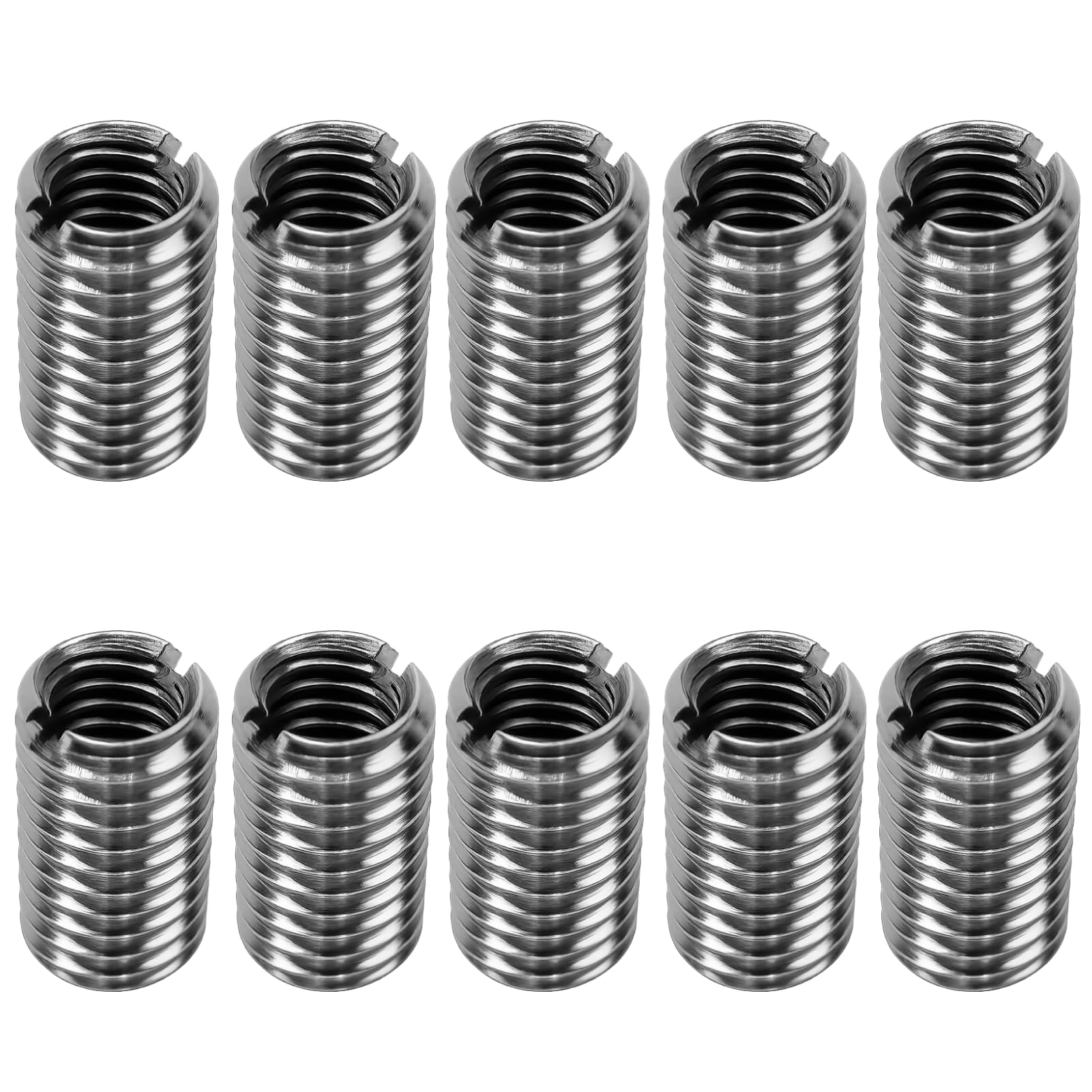 Inserti filettati M8 a M6 x 15 mm, confezione da 10 inserti filettati in acciaio inox autotaranti per riparazione filetti meccanici, auto, macchinari industriali e applicazioni professionali
