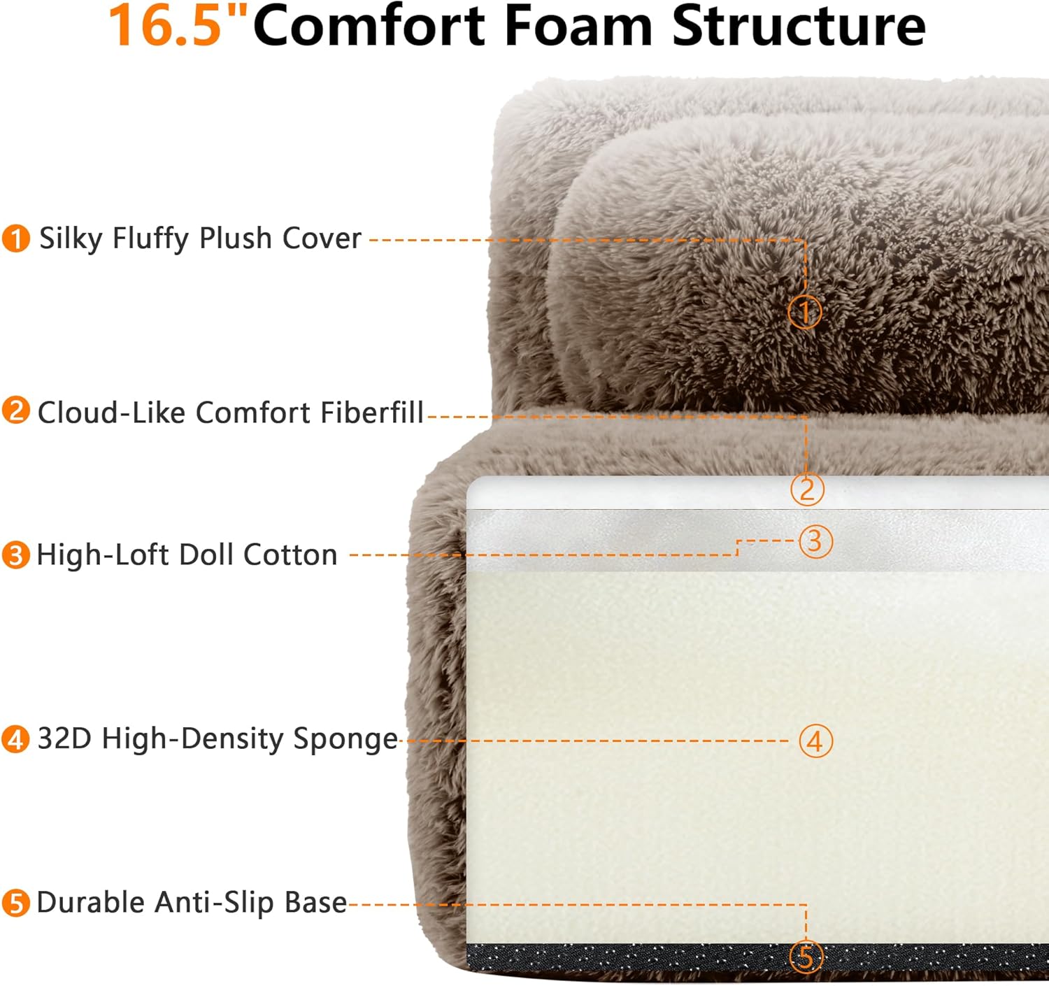 80'' Boneless Loveseat Cloud Couch, Modular Sectional Sofa, Comfy Fluffy Plush Cloud Sectional Couches for Living Room, Modern 2 Deep Seat Sofas for Bedroom, Apartment, Brown