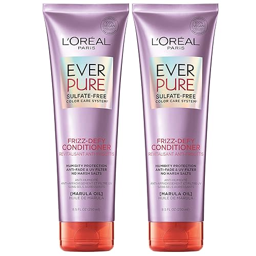 L'Oreal Paris Hair Care EverPure - Acondicionador sin sulfato para encrespamiento, con aceite de marula, 2 unidades (8.5 onzas cada uno) (el