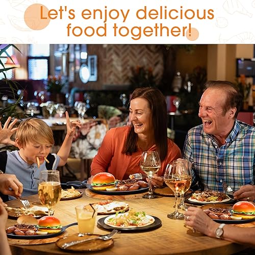 Vista 10 de Lallisa Juego de platos de fajita de hierro fundido con bandeja de madera, protección antiquemaduras, juego de sartenes de hierro fundido