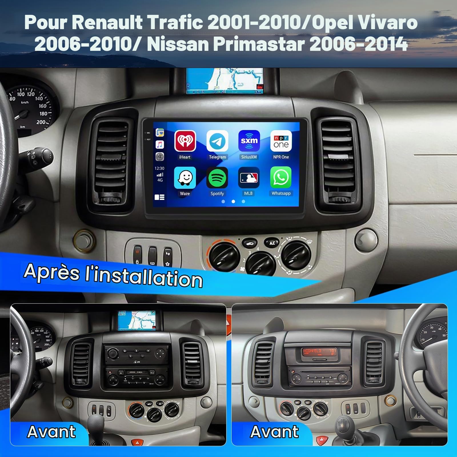 4+128G Autoradio pour Renault Trafic 2001-2010,Opel Vivaro,Nissan Primastar