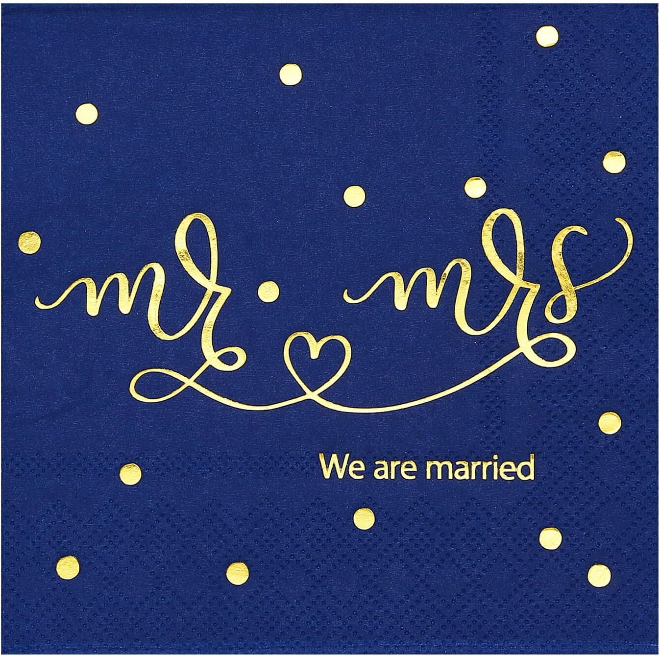  | Gexolenu Mr & Mrs Wedding Cocktail Napkins Gold Foil, Dessert Disposable Beverage Paper Napkins for Wedding Shower Party Decorations and table decorations Supplies, 100 pcs: Cocktail Napkins