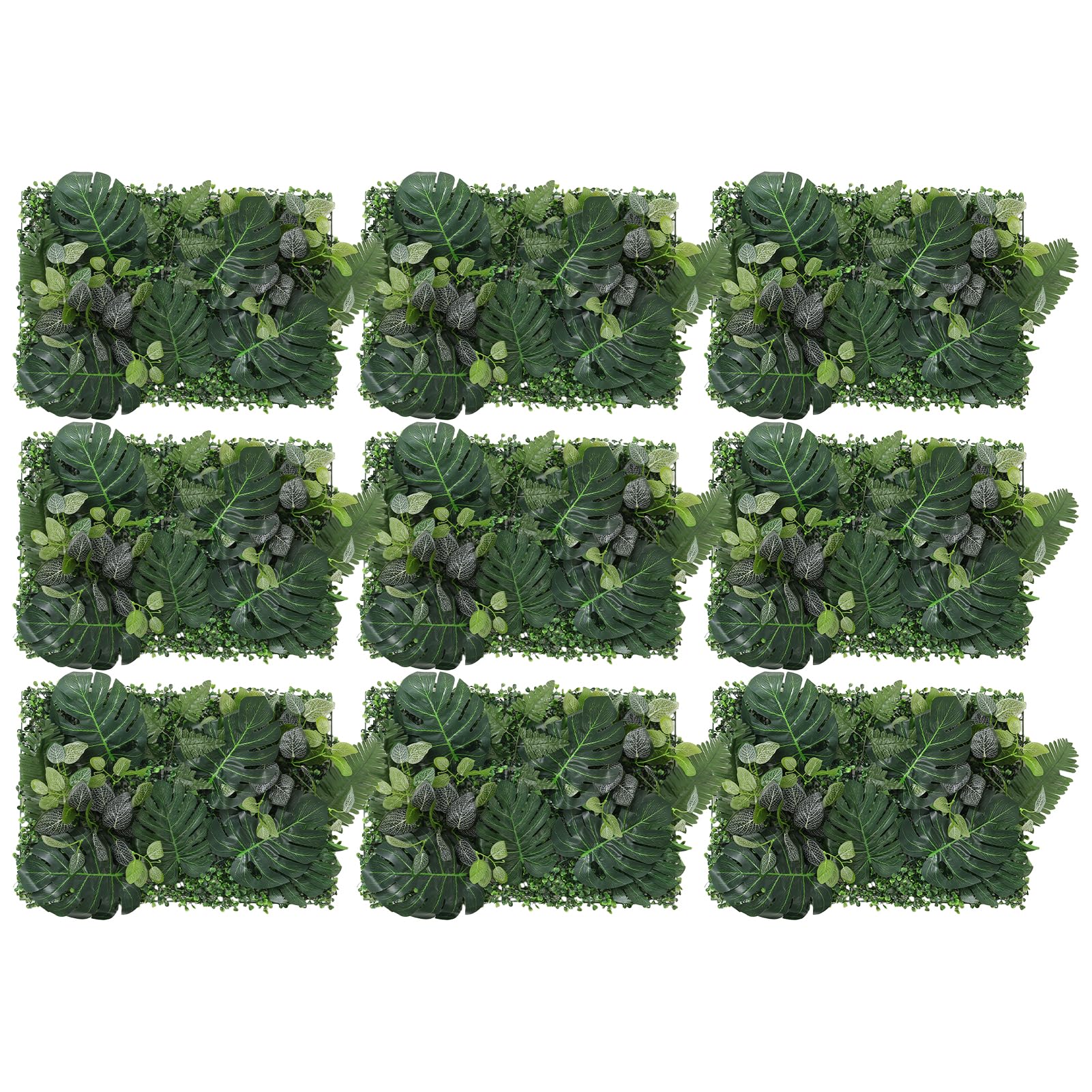 Warmiehomy 9 pcs Artificial Hedges Panels Wall Panels Trellis with Artificial Leaves Garden Privacy Screen Artificial Plant Panels for Home Wedding Indoor Outdoor Garden Decoration 60×40 cm