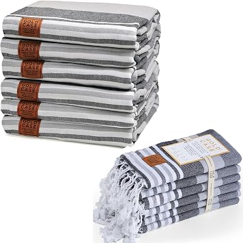 Bundle of OLYMPOS Beach and Hand Towel - Set of 6 - BLACK
