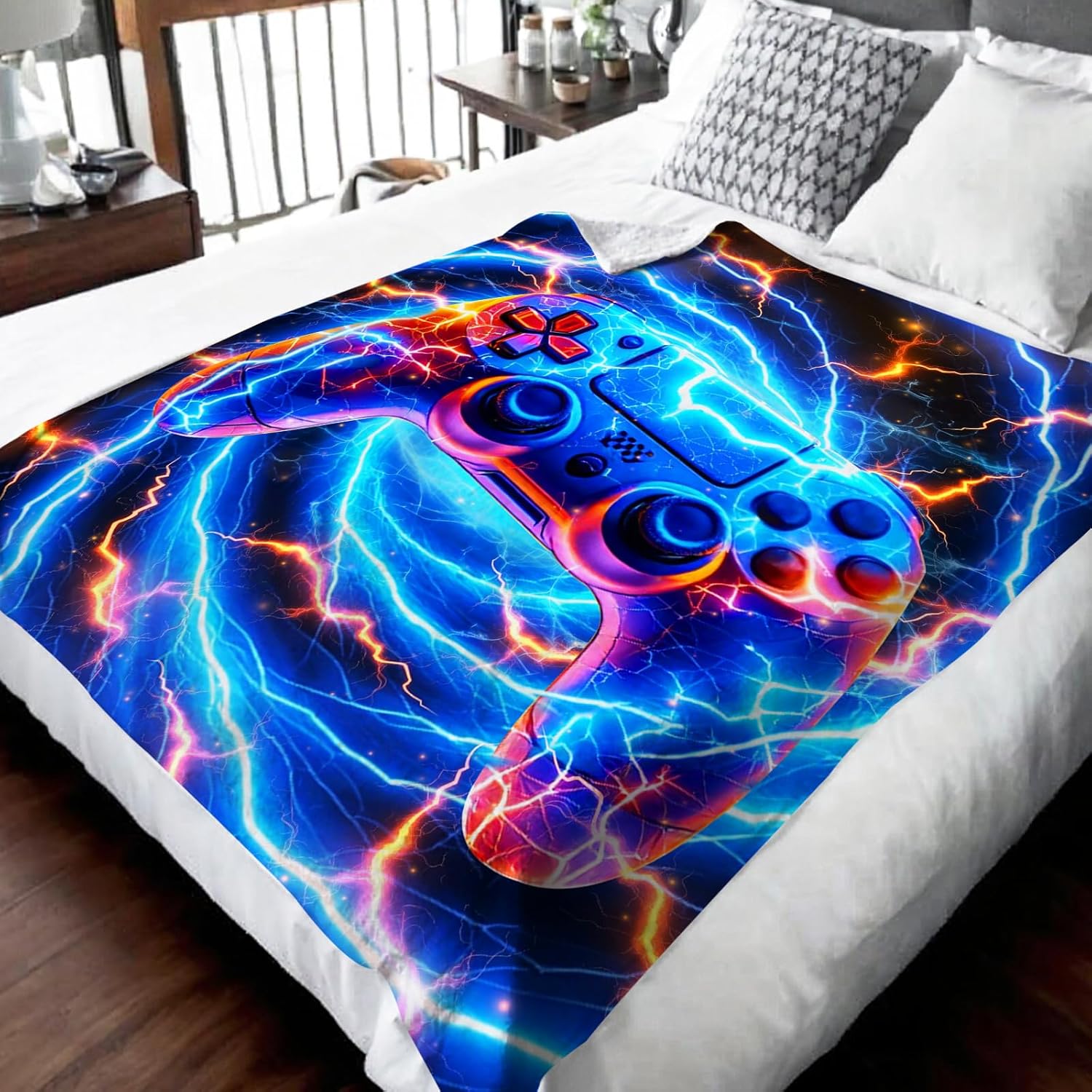 Gamer Blanket for Boys Men Kids Adults, Gaming Throw Blankets for Kids Adults on Sofa Couch Bed Office Trip 60x80 Inches Comfy Cozy All Season Throw Cool Party Decor