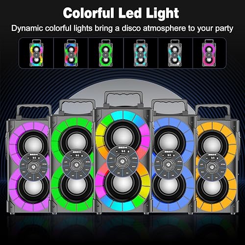 Miniatura 5 de Altavoces Bluetooth de 80 W, gran potente, inalámbrico, TWS, altavoz portátil para fiestas en casa al aire libre con luces LED, subwoofer, radio FM,