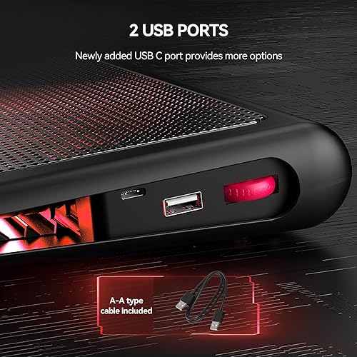 Miniatura 4 de TECKNET Almohadilla de enfriamiento para laptop, enfriador de laptop de 12 a 15.6 pulgadas, soporte de enfriamiento para laptop para juegos,