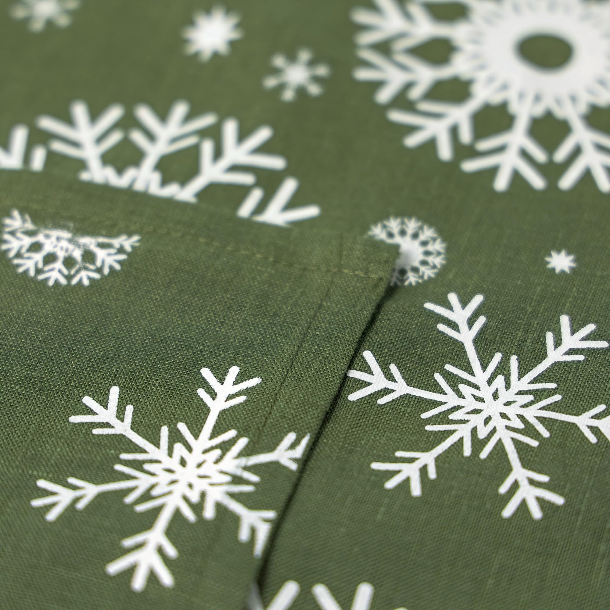 Linendo 100% Pure Linen Christmas Napkins 38 x 38 cm Snowflake Pattern, Set of 6 Pack - Image 4