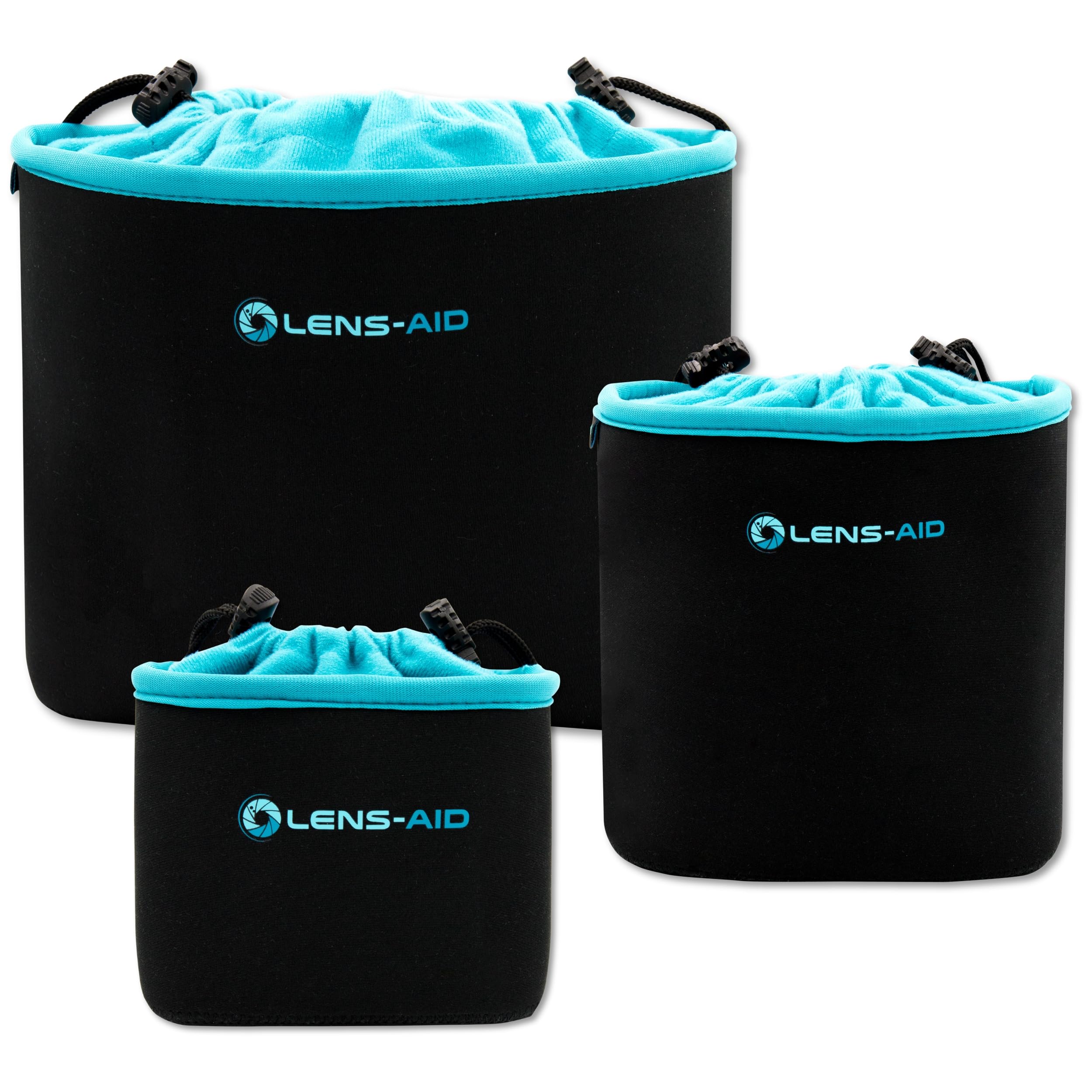 casseccia neoprenistica per lenti con imbottitura di velluto black/blue