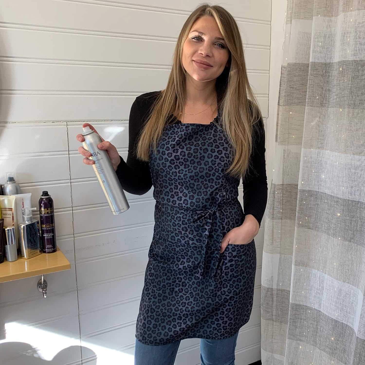 Plum Hill Animal Print Cosmetology Apron for Hair Stylist, Nail Tech, Esthetician, Hairdresser Apron with Pockets - Image 6