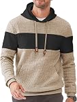 JMIERR Men's Hoodies Waffle Sweatshirt with Pocket Casual Long Sleeve Outdoor Drawstring Pullover Sweaters
