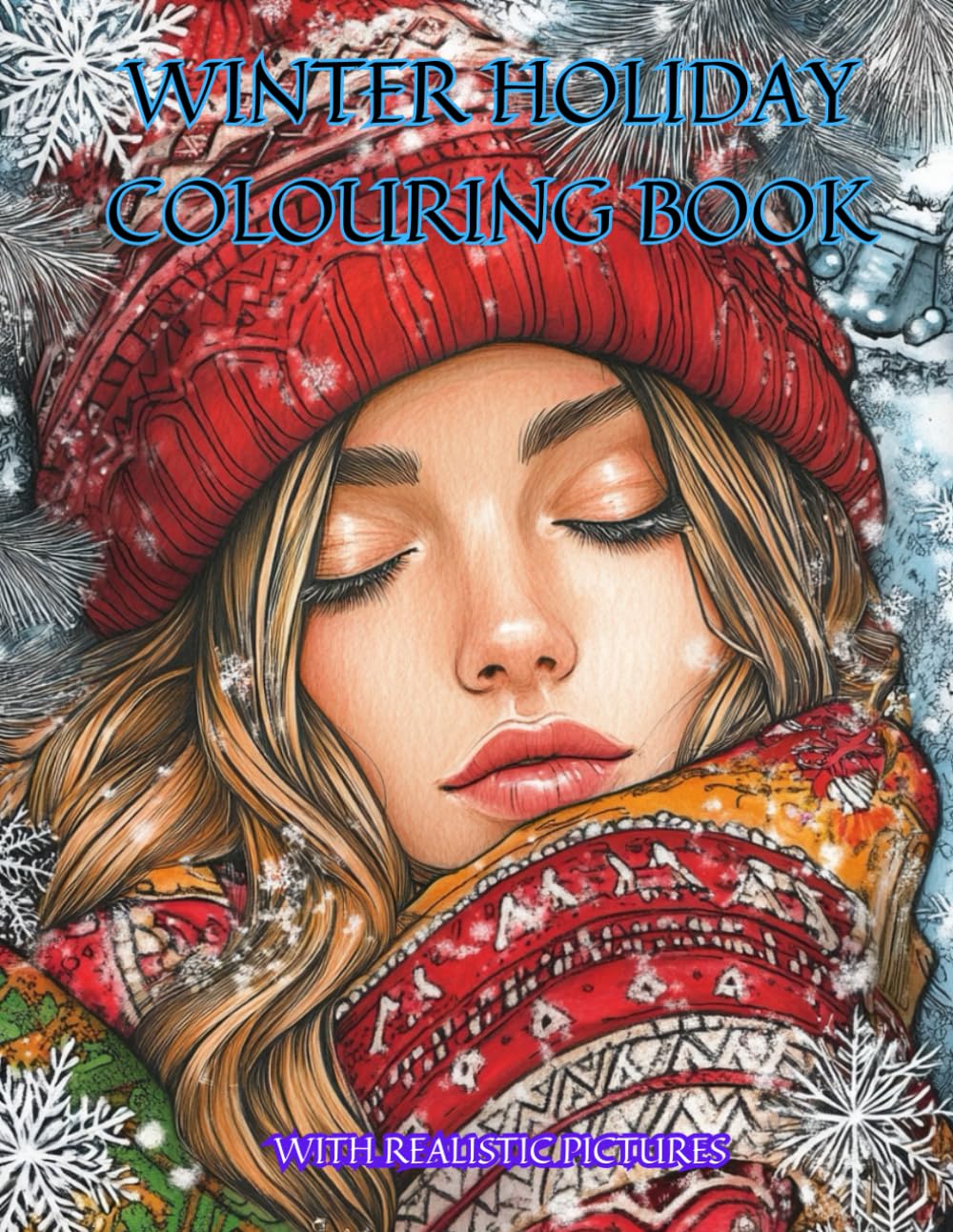 Winter Holiday Colouring Book For Adults With Realistic Pictures 80 Pages