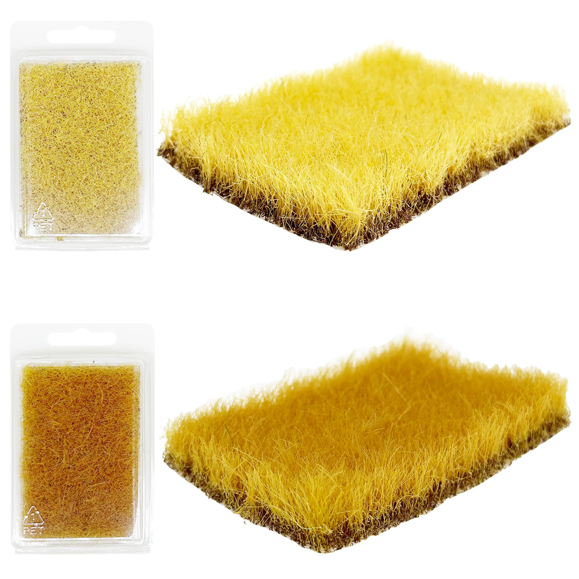 Attuslla 2 PCS Model Grass Tufts Resin Static Scenery Model, Artificial Grass for Building Model, DIY Miniature Train Landscape Terrain Railway Scenery Decorations, Yellow