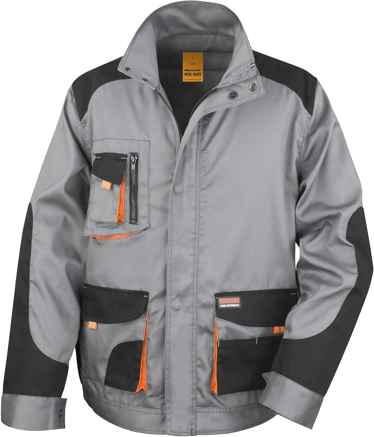 Result Mens Work-Guard Lite Workwear Jacket (Breathable and Windproof) (XL) (Grey Black/Orange)