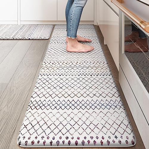 Miniatura 21 de KIMODE - Tapetes de cocina antifatiga, 2 unidades, navideños, estilo rústico, acolchados, para lavandería, oficina, fregadero, color rojo, 17 x 47