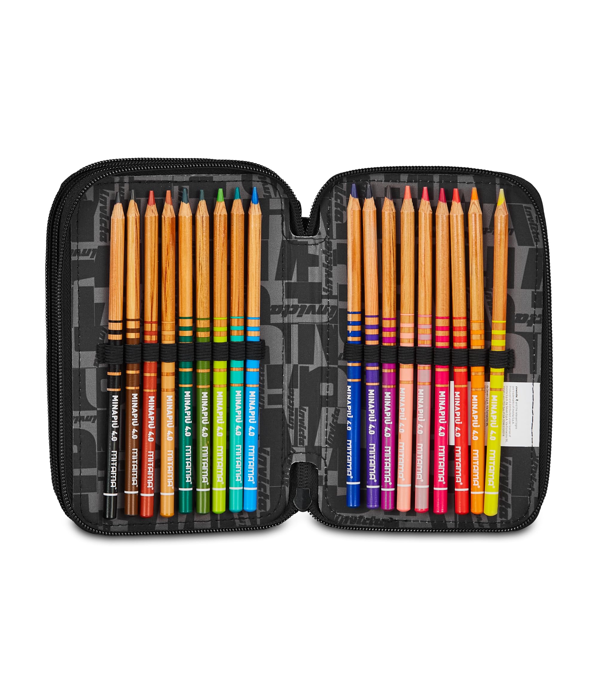 Invicta Schulmäppchen mit 3 Reißverschlüssen, Fantasy, schwarz, Stiftehalter, Dreifachfach, komplett mit Stiften, Bleistiften, Farben, Zubehör Rucksack, Grundschule, Kinder, Schwarz, Modern