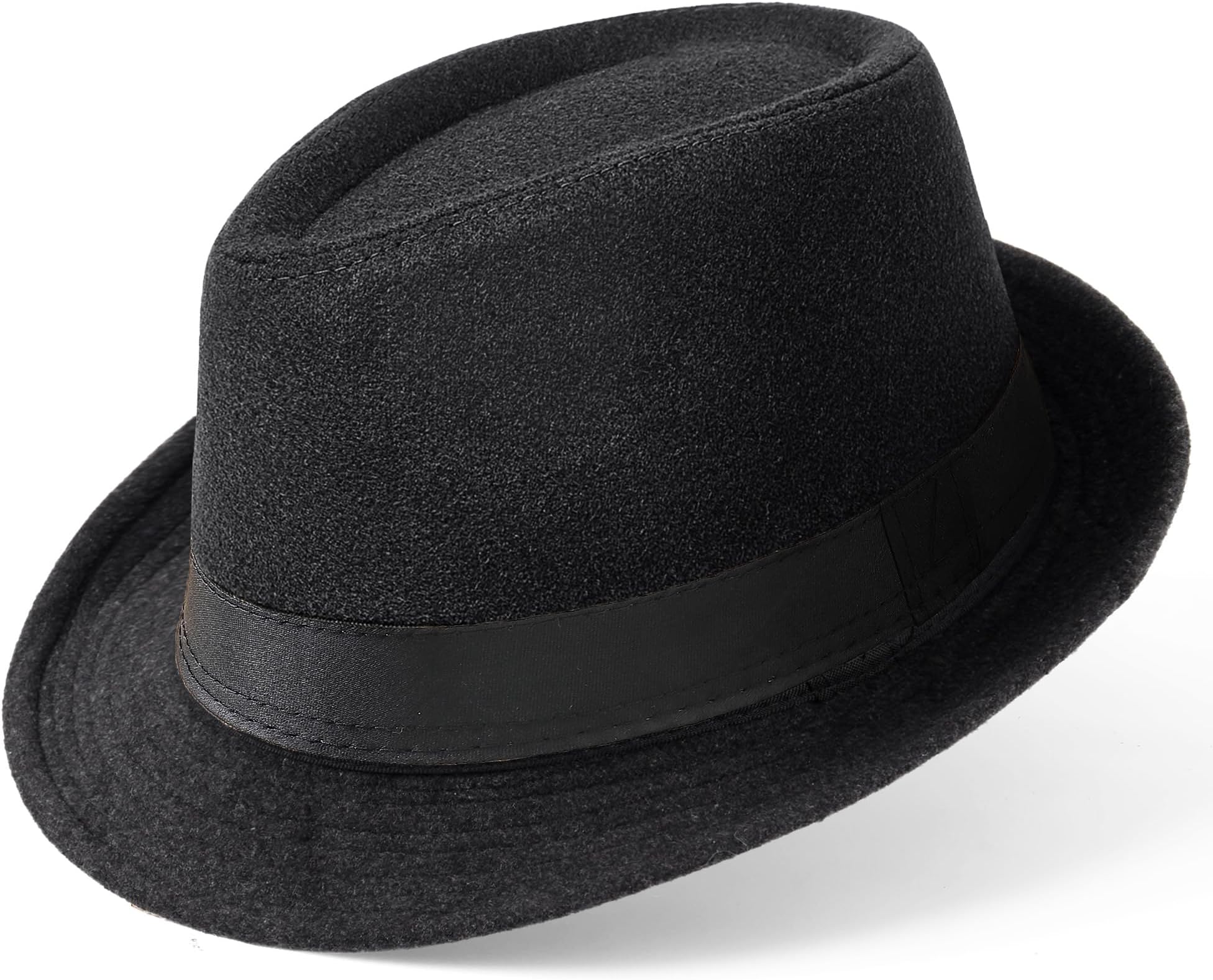 BABEYOND Straw Trilby Fedora Hat for Men-1920s Felt Panama Hat Short Brim Summer Cap with Ribbon
