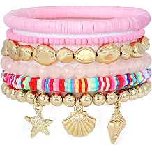 LALAPPLE Shell Boho Beaded Stretch Bracelets for Women Beach Jewelry | Starfish Charm Jewelry Summer Stackable Gold Plated Beads Bracelet Set for Women
