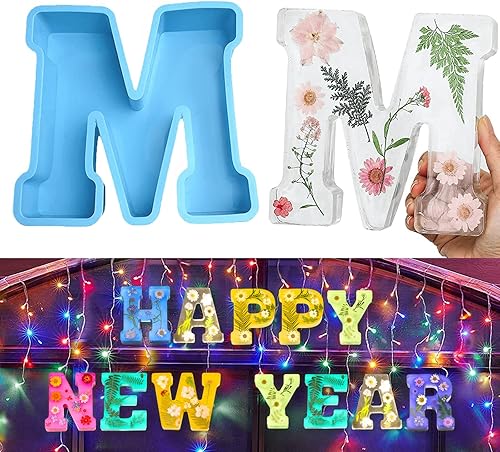 HAPPY RESIN Moldes de letras grandes para resina moldes de silicona para resina epoxi moldes de resina de silicona de 6 pulgadas para decoración del