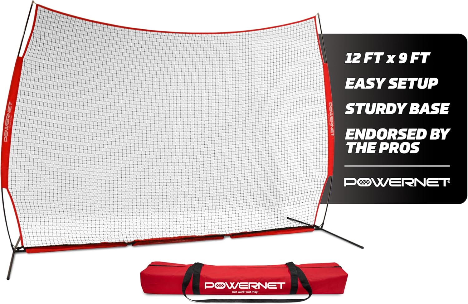 PowerNet Portable Sports Rebounder -Basketball, Volleyball, Soccer, Baseball, Softball and Lacrosse, Backyard & Garage Backstop, Indoor Outdoor Safety Net for Protection