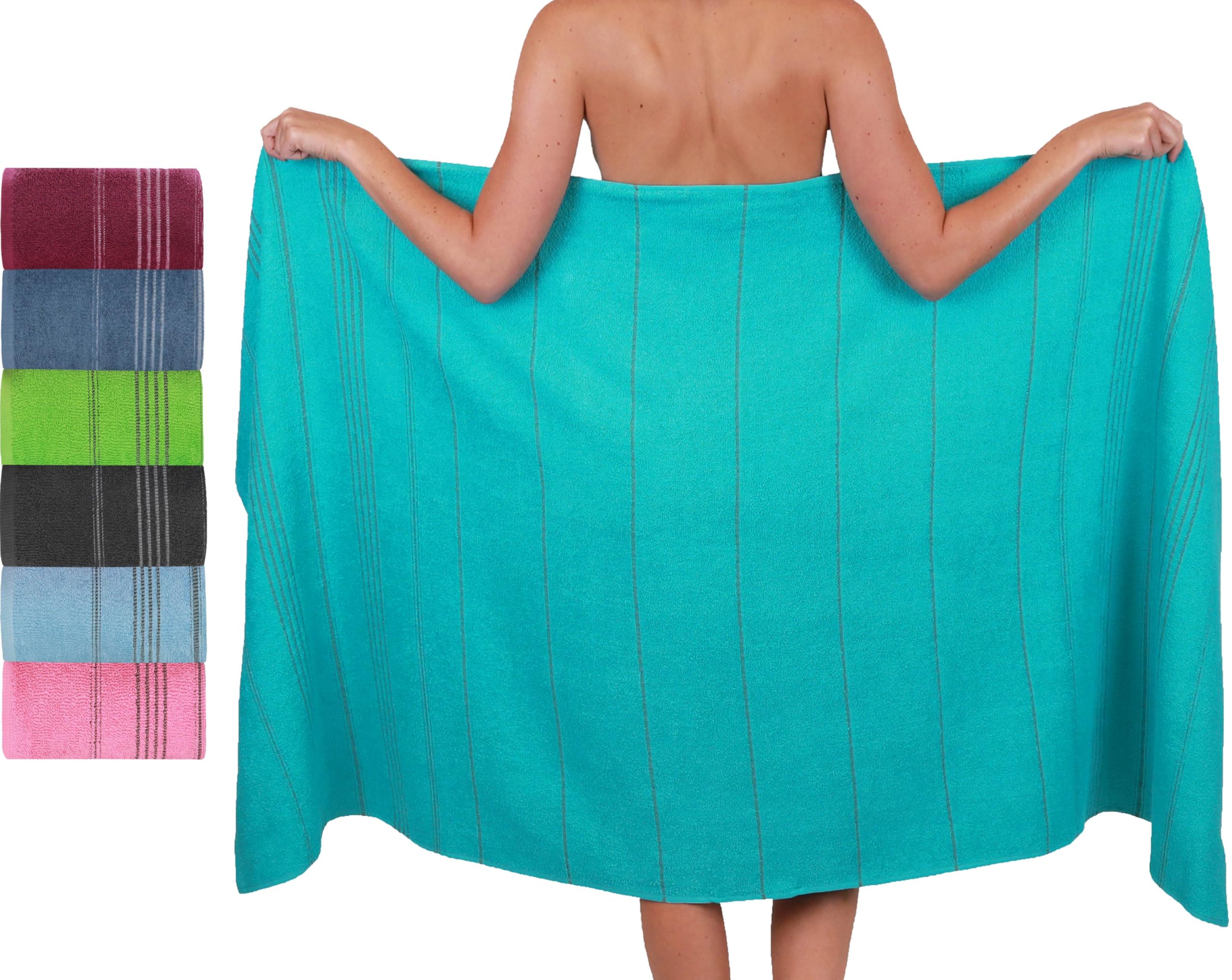 Betz Premium XXL Asciugamano - telo mare grande - asciugamano sauna in 100% cotone - telo mare - 90x180 cm LINES (turchese)