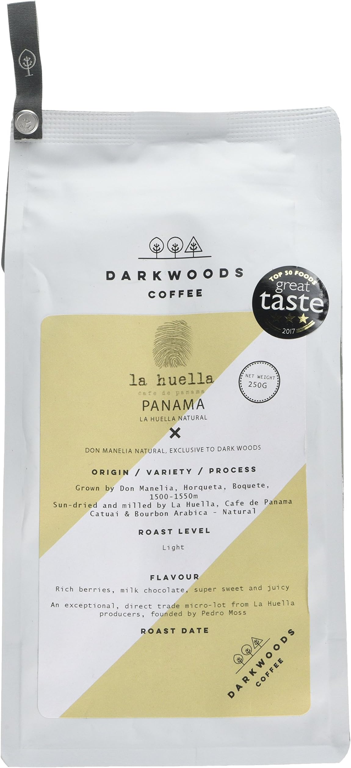 Dark Woods Panama La Huella "Café de Panama" Natural Coffee Beans, 250 g